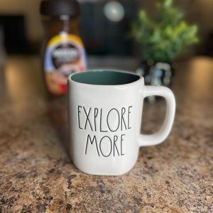 *NEW* Rae Dunn "EXPLORE MORE" Mug, White w Green exterior *Never Used*